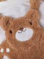 Baby Girl Bear Embroidery 3D Ear Design Teddy Overalls Without Tee