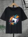 Teenage Boys' Soccer Printed Round Neck T-Shirt