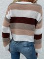 SHEIN Frenchy Contrast Color V-neck Casual Women's Sweater