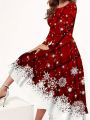 Snowflake Printed Dress For Women