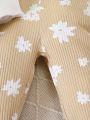 Baby Girl Floral Print Contrast Trim Sweatshirt & Sweatpants