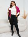 Plus Color Block Batwing Sleeve Duster Cardigan