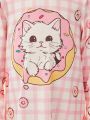 Toddler Girls' Lovely Cat & Donut Printed Dress