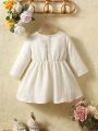 Baby Girl Ruffle Trim Keyhole Back Dress