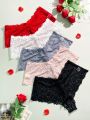 Plus Size 5pcs Transparent Lace Panties