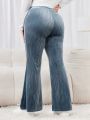 SHEIN Mulvari Women's Plus Size Solid Color Flare Pants