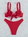 Rib Underwire High Cut Bikini Swimsuit