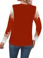 Snowman Printed Plus Size Long Sleeve Round Neck T-Shirt