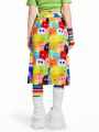 SHEINNeu Dopamine Cartoon Graphic Colorful Patterns Midi Dress Festival Outfits Neon Skirt