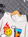 Teen Boys' Casual Hooded Sweatshirt With Cartoon Pattern