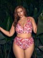 SHEIN Leisure Plus Size Paisley Printed Bikini Swimsuit Set