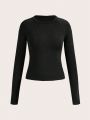 Women'S Long Sleeve Athletic T-Shirt With Dropped Shoulders