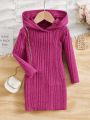 SHEIN Kids EVRYDAY Young Girl Solid Hooded Dress