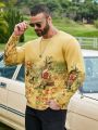 Extended Sizes Men'S Plus Size Cartoon Pattern Long Sleeve Sweater