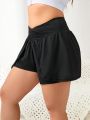 SHEIN Golf Casual Plus Size Solid Color Pleated Waist Sports Skort