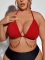 SHEIN Swim SXY Plus Size Women's Halter Strap Swimsuit Top