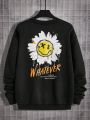 Manfinity Hypemode Men's Casual Flower & Letter Print Sweatshirt