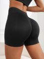 Yoga Basic Wide Waistband Scrunch Butt Sports Shorts