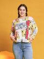 TOM & JERRY X SHEIN Women's Plus Size Cartoon Print T-shirt