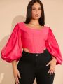 Katalyst Kouture Plus Size Women'S Puff Sleeve Crop Top