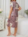 Cartoon Print Short Sleeve Sleep Dress