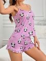 Cartoon Panda Printed Camisole Pajama Set