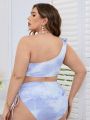 SHEIN Swim Basics Plus Size Tie-Dye Swimsuit Set