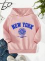 Young Girl Letter Graphic Thermal Hoodie