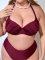 SHEIN Swim Chicsea Plus Size Women's Ruched Swimsuit Top