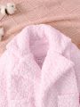 Girls' Street Style Plush Collar Coat, Suitable For Winter