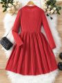 Girls' Ribbed Knit Long Sleeve Sweater Dress