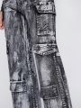 Women's Cargo Style Denim Pants With Pockets