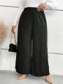 SHEIN CURVE+ Plus Solid Wide Leg Pants