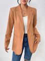 SHEIN Essnce Ladies' Suit Collar Daily Outerwear