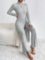 SHEIN Frenchy Women's Long Knit Top & Pants Set With Side Slit