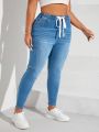 Plus Drawstring Waist Skinny Jeans