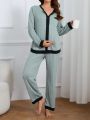 Maternity Color Block Pajama Set