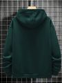 Men's Plus Size Hooded Sweatshirt With Letter Print And Drawstring