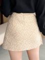 FRIFUL Irregular Hemline Skirt With Faux Pockets
