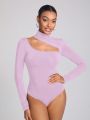 NEW FEMME Turtle Neck Longsleeve Bodysuit With Cut Out