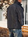 Men's Letter Print Zipper Design Motorcycle Padded Jacket With Lining