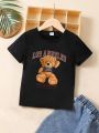 SHEIN Boys (Little) Bear Letter Print T-Shirt