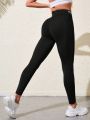 Yoga High Street Women's Waistband Pocket Letter Print Gym Leggings