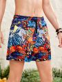 SHEIN Teenage Boys' Casual Graffiti And Digital Print Swim Shorts