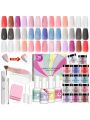 Saviland 31PCS Dip Powder Nail Kit - 20 Colors Dipping Powder Liquid Set with Base&Top Coat Activator Brush Saver, Recycling Tray Dip Manicure Tools Kit for Nail Repair Home DIY Salon Use Gifts