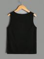 SHEIN Teen Boy's Casual Color Block Round Neck Sleeveless Sweater Vest Knitted Loose Fit