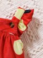 Baby Heart Print Ruffle Trim Dress