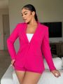 SHEIN SXY Ladies' Solid Color Single Breasted Suit Set