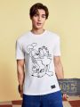 GARFIELD X SHEIN Men'S Cartoon Printed Round Neck T-Shirt