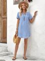 EMERY ROSE Plaid Notched Collar Casual Dress